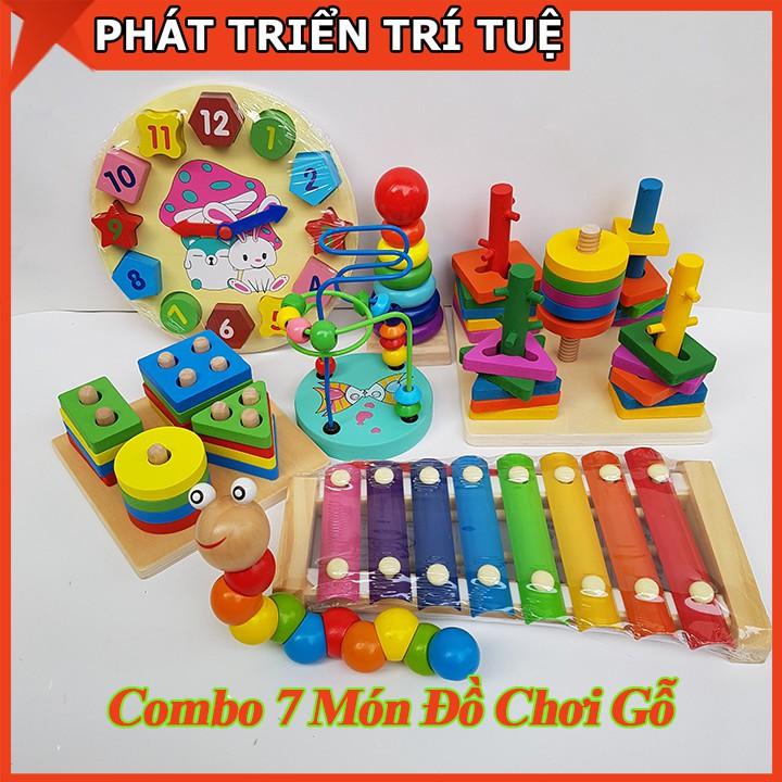 Combo 7 Món Đồ Chơi Gỗ Phát Triển Trí Tuệ Cho Bé