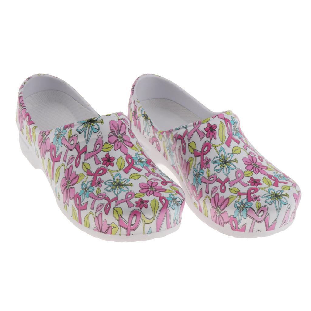 WOMENS PRINT NURSING SHOES WORK SHOES SOFT  BEACH CLOGS SHOES 41