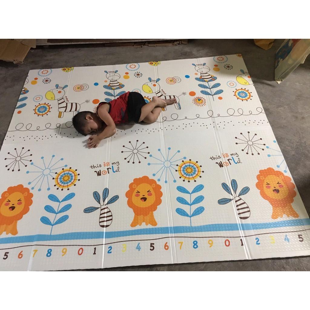 Thảm xốp xpe trải sàn cho bé, chiếu gấp gọn 2 mặt, tấm lót chống thấm cho bé tập bò kích thước 1m8 2m LOẠI 1