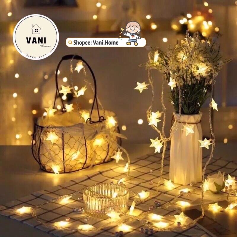 Đèn chớp hình ngôi sao trang trí tiệc noel lễ tết - Dây đèn led xài Pin size lớn dài 6m, 40 bóng 2 chế độ sáng và chớp.