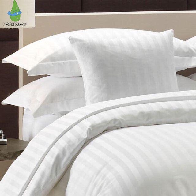 Bộ drap khách sạn cotton T300 trắng sọc