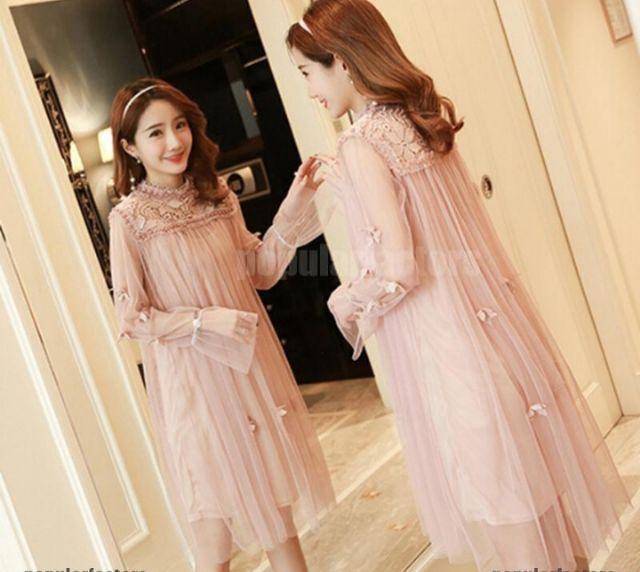 Đầm Ulzzang dáng suông thắt nơ