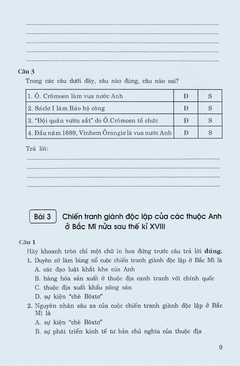 Sách Các Dạng Câu Hỏi Và Bài Tập Trắc Nghiệm Lịch Sử Lớp 11
