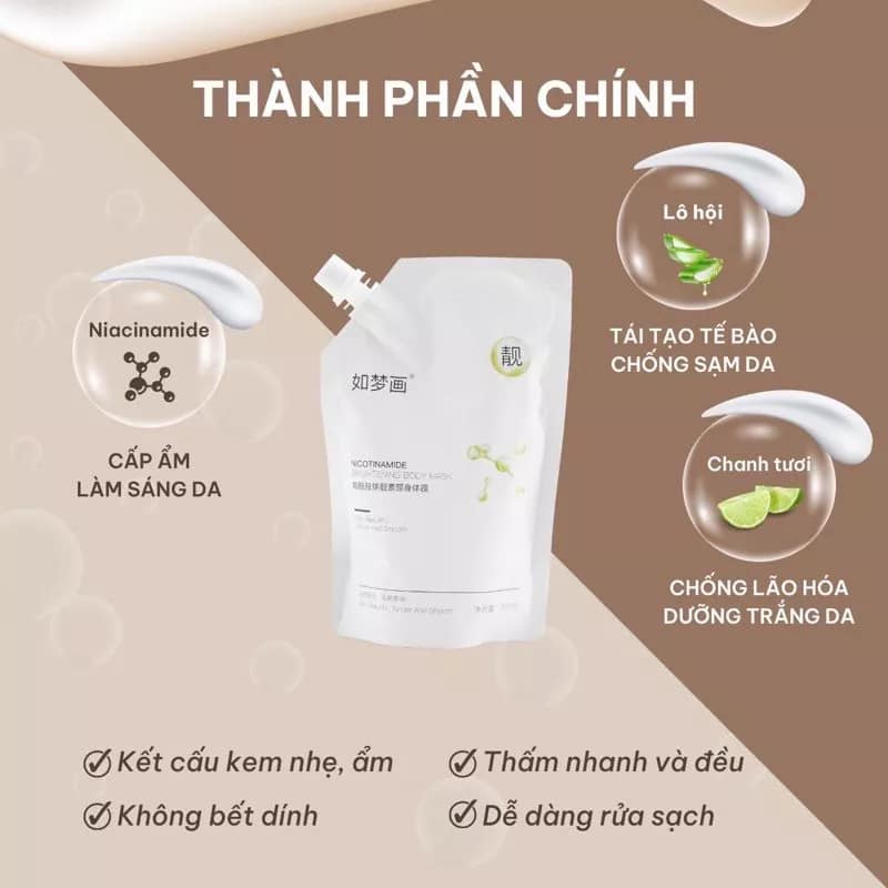 Ủ Trắng Body Toàn Thân Trắng Da Mềm Mịn Dưỡng Da Tay, Chân, Đầu Gối Hunmui Nội Địa Trung