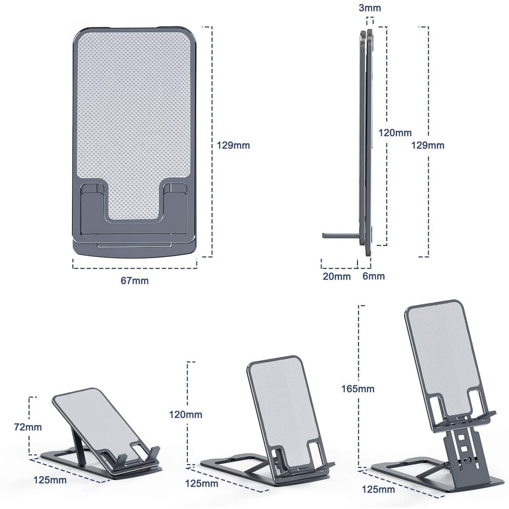 Giá đỡ điện thoại để bàn chất liệu hợp kim cao cấp có thể diều chỉnh và gấp gọn - Giao màu ngẫu nhiên