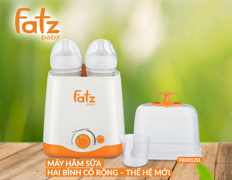 Máy Hâm Sữa Hai Bình Cổ Rộng FatzBaby FB3012SL - Tặng kèm 01 dụng cụ gắp mắt dứa tiện lợi