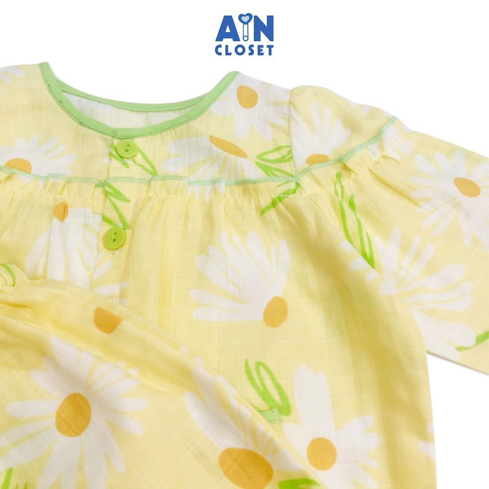 Bộ quần áo dài bé gái họa tiết Cúc trắng xô sợi tre - AICDBGM2PELH - AIN Closet