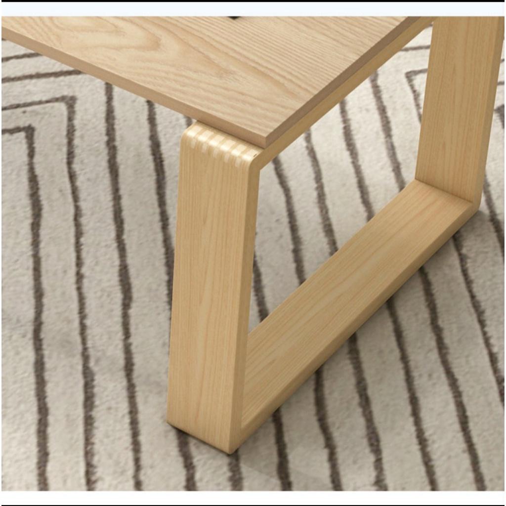 Bàn trà kiểu Nhật chân gỗ sồi 2 tầng cao cấp màu vân gỗ sáng , bàn sofa 2 tầng kích thước 120*60*43cm