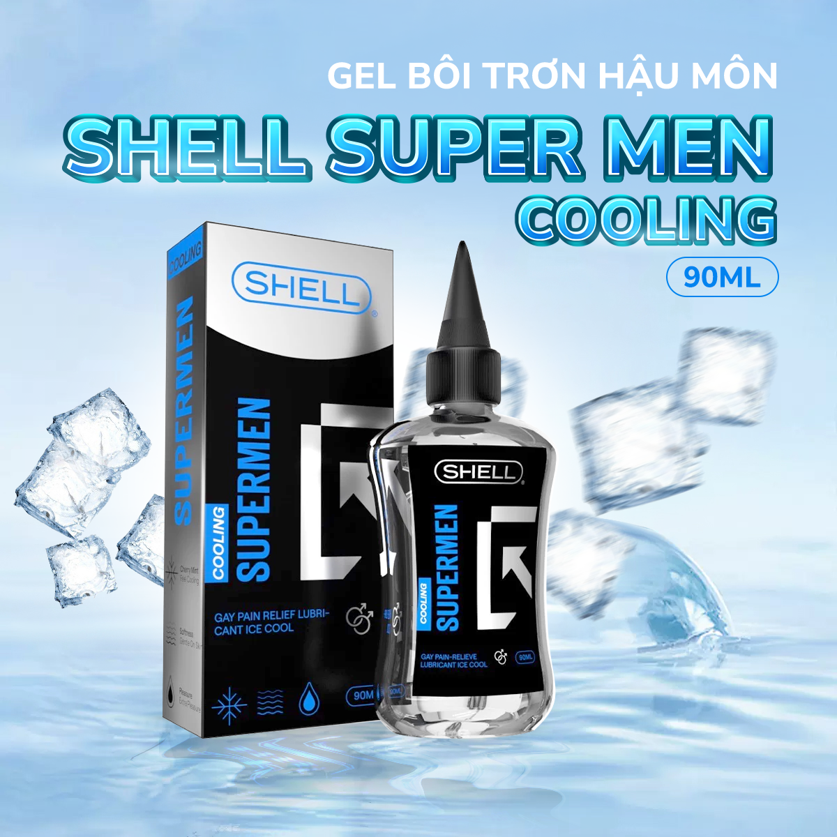 [Chai 90ml] Gel bôi trơn hậu môn mát lạnh - Shell Supermen Cooling