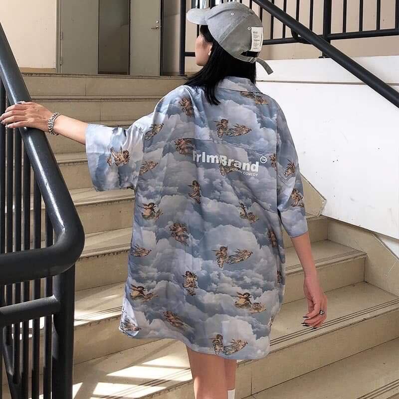 Áo sơ mi nam nữ loang màu in hình THIÊN THẦN cực hot