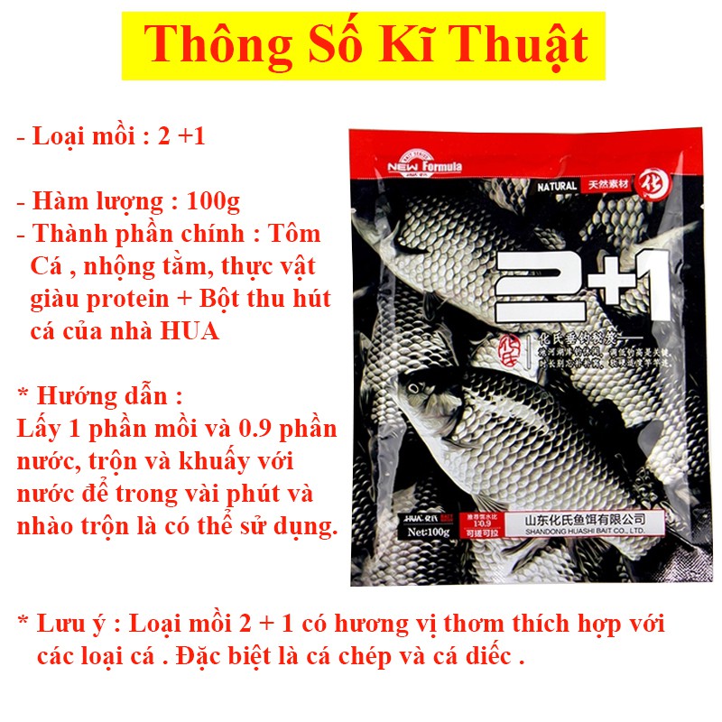 Mồi Câu Cá Tổng Hợp , Câu Cá Chép , Cá Diếc, Cá Trắm - Mồi 2+1 - Mồi 3+1 Siêu Nhạy HUA-16