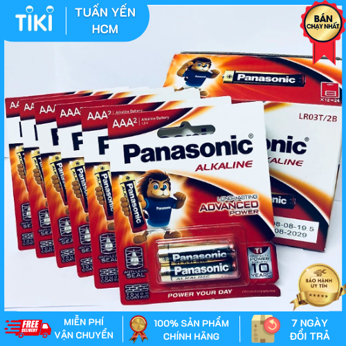 Hộp pin (12 vỉ 2 viên) pin Kiềm Panasonic Alkaline AAA LR03T/2B-Hàng chính hãng