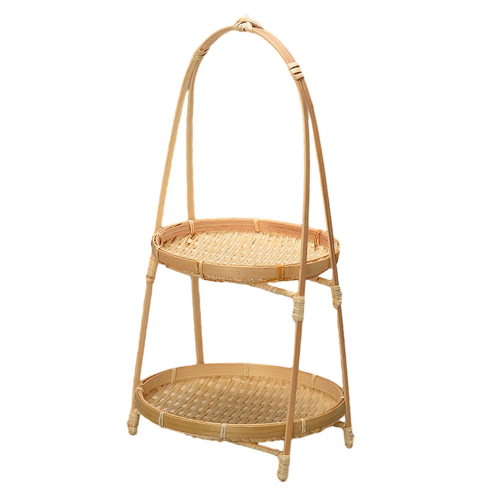 Bamboo Fruit Bowl Kitchen Organizer Decor Fruit Basket for Kitchen Desk Home