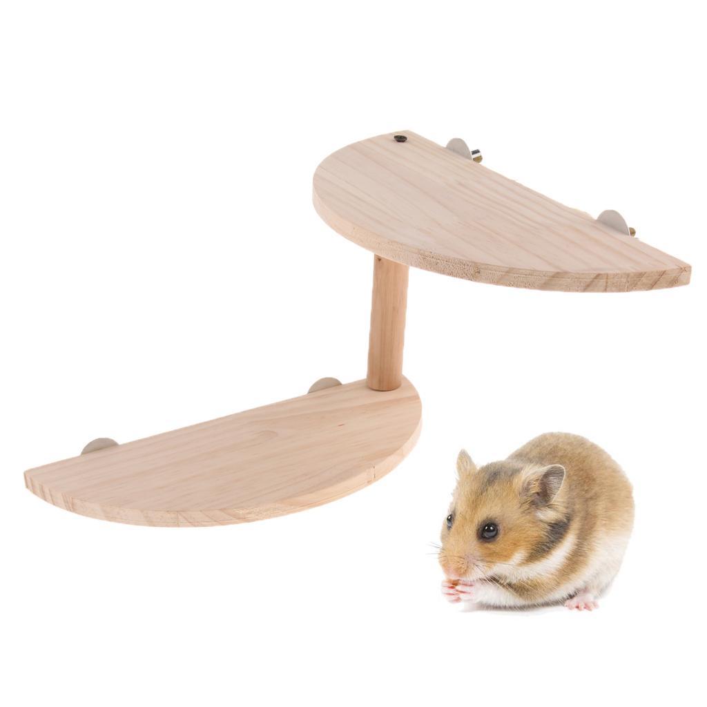 Small Pet Wooden Cage Platform Shelf Semi-circle Board for Hamster Squirrel