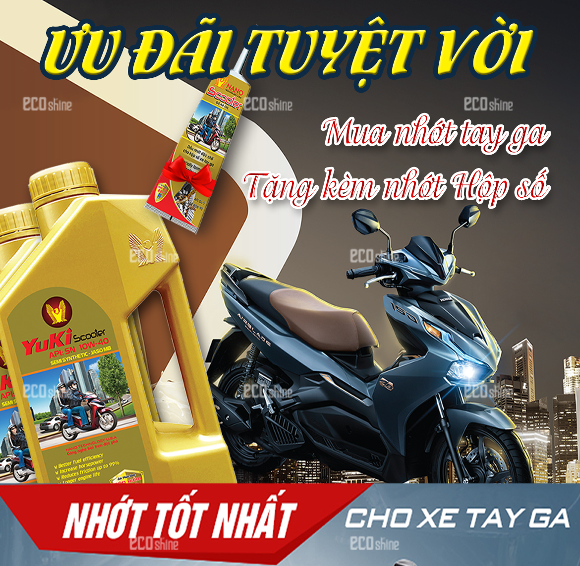 [TẶNG 60K] Nhớt Xe Tay Ga YuKi.Scooter SN 10W40. 2TẶNG1LÁP Công Nghệ Bôi Trơn Kép Giúp Xe Vận Hành Nhẹ Hơn, Êm Hơn, Mượt Hơn Giúp Tiết Kiệm Nhiên Liệu