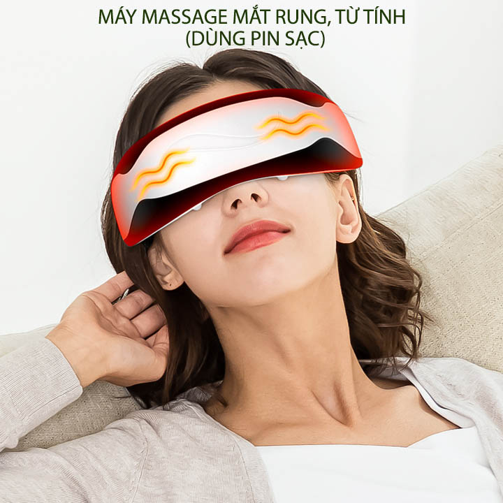 Máy massage mắt, rung 22 đầu từ tính, dùng pin sạc, nhiều chế độ rung