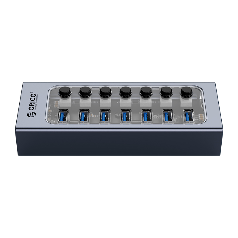 Bộ Chia USB HUB ORICO AT2U3-7AB-GY 7 Cổng USB 3.0 Với Các Cổng Riêng Lẻ- Hàng Chính Hãng