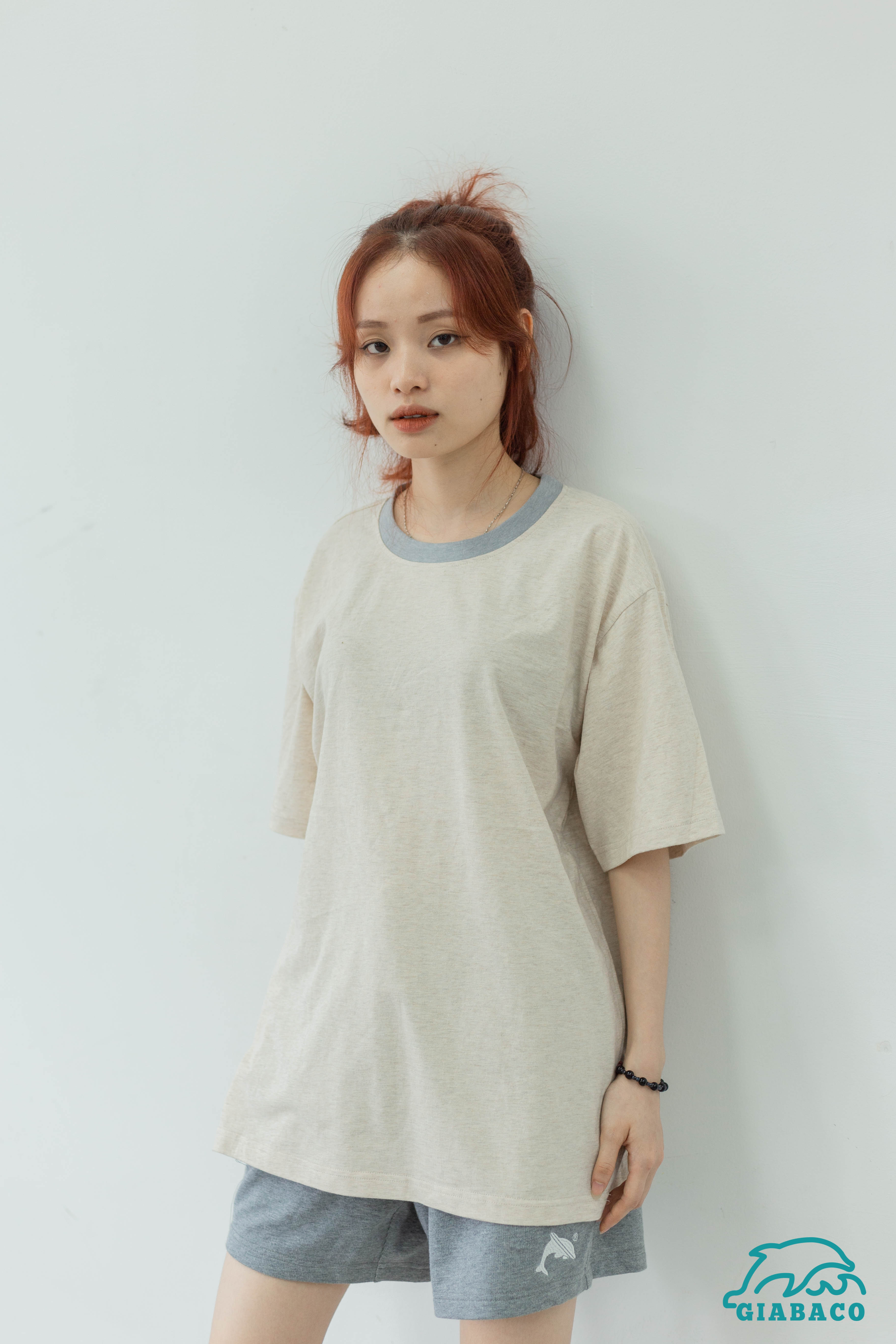 Áo T-shirt be trơn dáng thụng GIABACO , cotton co giãn 4 chiều ,UINISEX