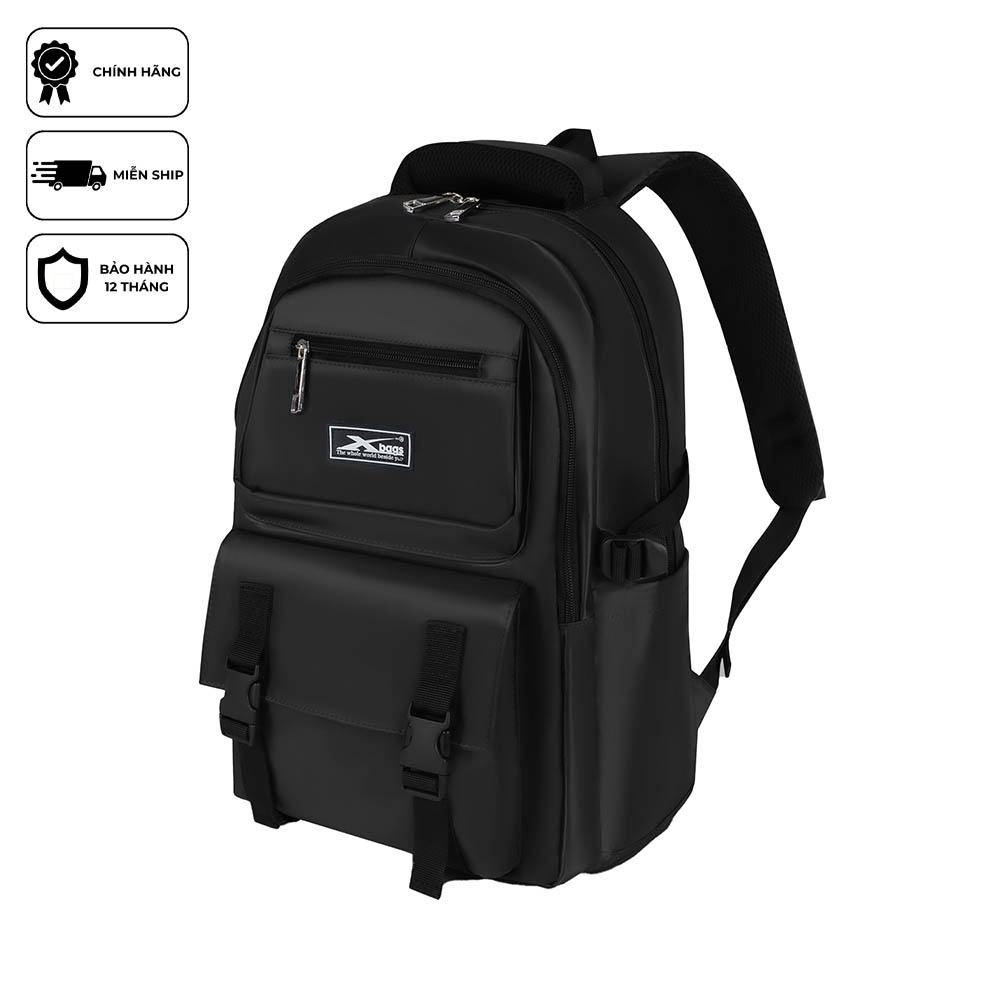 Balo Học Sinh Xbags Black Blue XB 3203 - Balo Nam Nữ Đi Học, Có Ngăn Chứa Laptop, Trượt Nước!