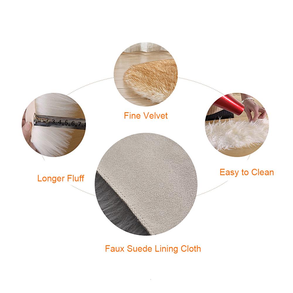 Tấm thảm len dài sang trọng cho phòng khách, phòng ngủ lông mịn siêu mềm hình chữ nhật giả da cừu-Màu xám đen-Size