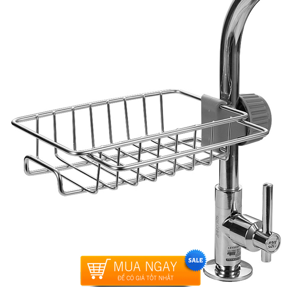 Giá để giẻ rửa bát, nước rửa chén đa năng chất liệu Inox 304 sáng bóng không han gỉ, kích thước 17x10.2x6.5cm - Tặng kèm 4 khăn lau chén bát, lau nhà bếp siêu thấm hai mặt loại xịn