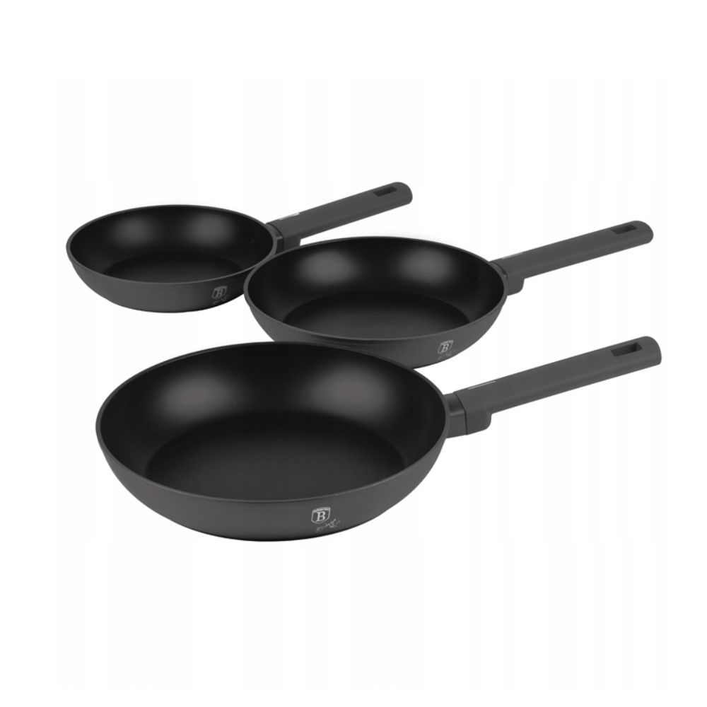 Bộ 3 chảo Berlinger Haus BH/8138 3pcs Frypan Set 20 – 24 – 28cm màu than đen – Antracit Collection Hàng chính hãng