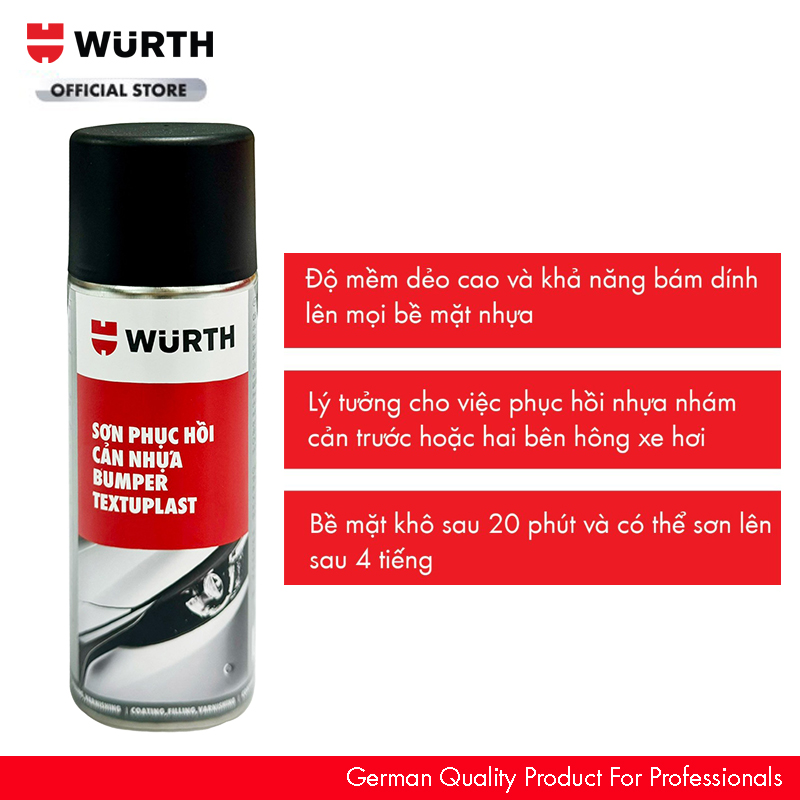 Wurth Sơn Nhựa Nhám Đen Cho Xe Ô Tô 400ml