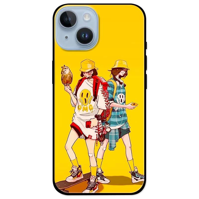 Ốp lưng dành cho Iphone 14 - Iphone 14 Plus - Iphone 14 Pro - Iphone 14 Pro Max - Hai Cô Gái Trắng Xanh