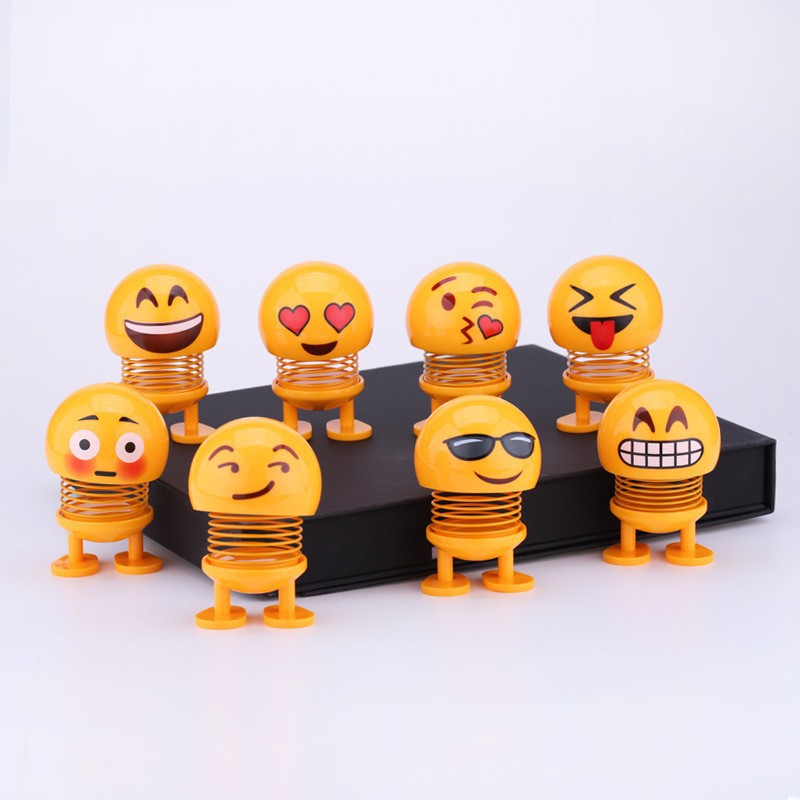 Set 4 thú nhún Emoji trang trí o tô , bàn làm việc giúp xả stress