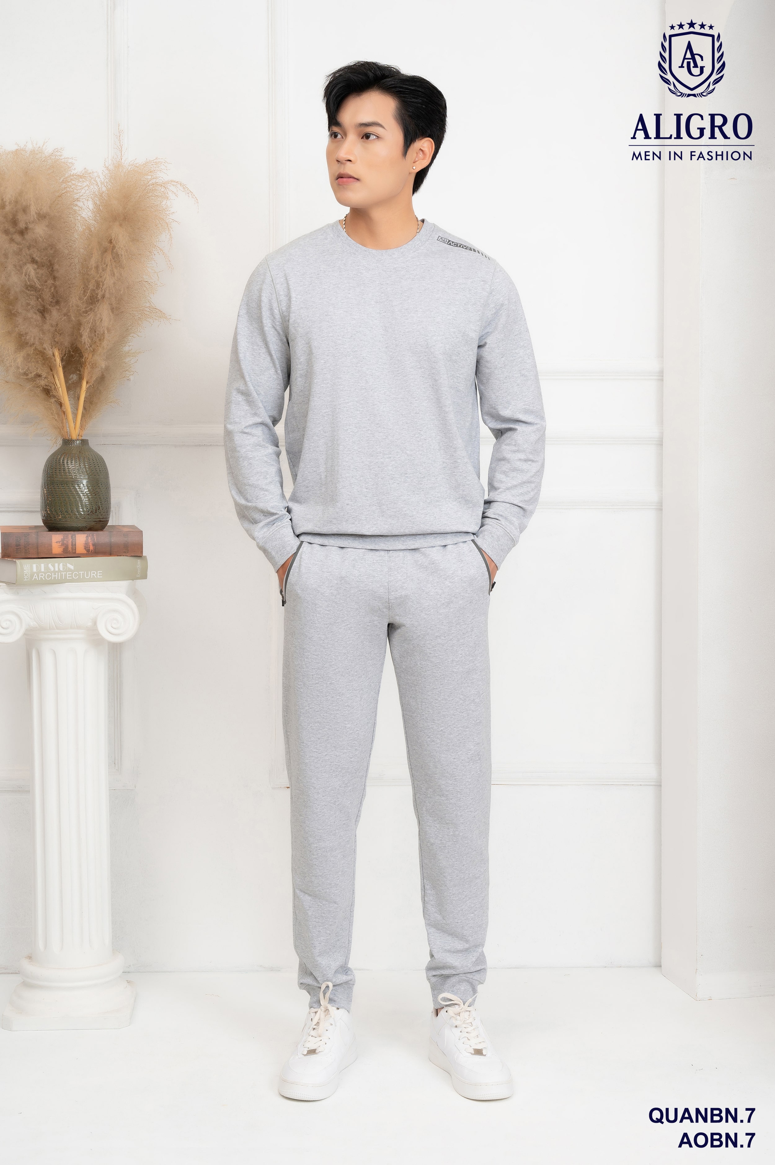 Bộ nỉ nam Aligro màu ghi xám BN7
