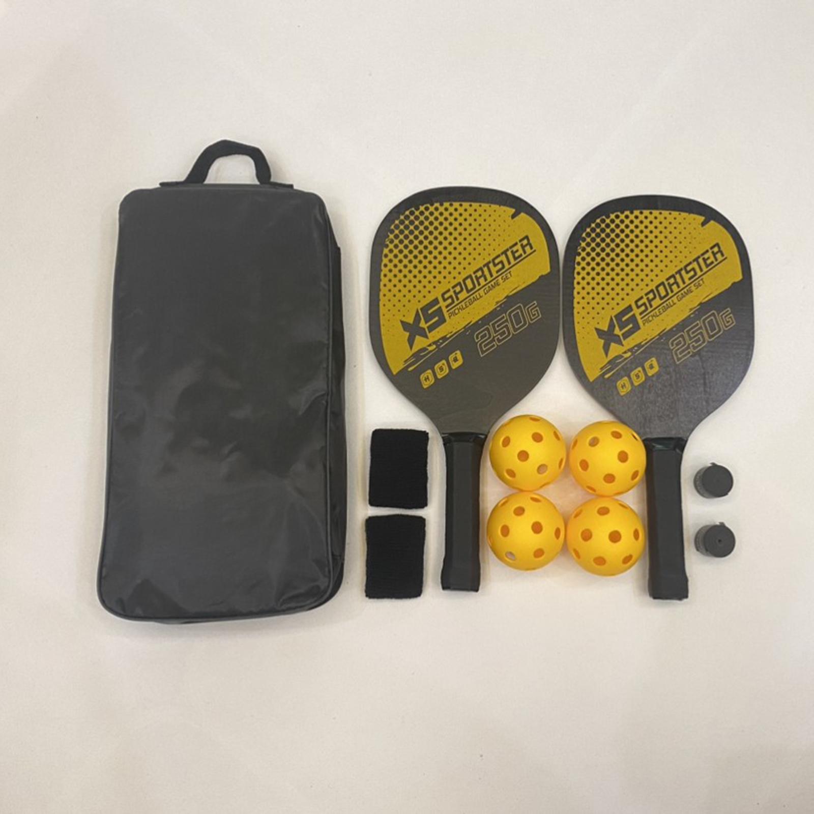 Pickleball Paddles Set 2 Paddles 4 Balls Non Slip Handle 2 Hand Glue 2 Bracers Racquet Pickleball Rackets for Player Beginner Play