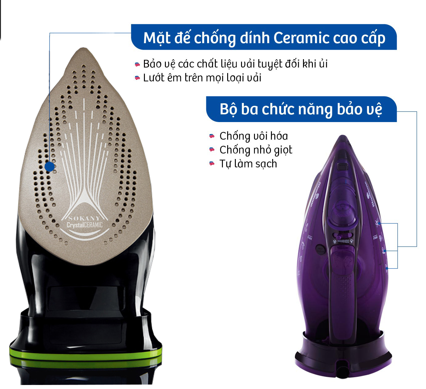 Bàn Ủi Hơi Nước không dây SOKANY AJ-2085 - Hàng chính hãng