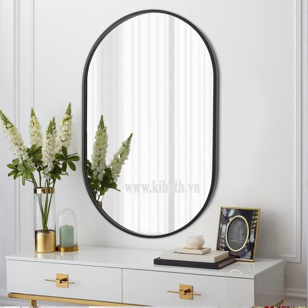 Gương Kibath KT 50x80cm Hình Bầu Dục Khung Hợp Kim Nhôm KB-142.50x80