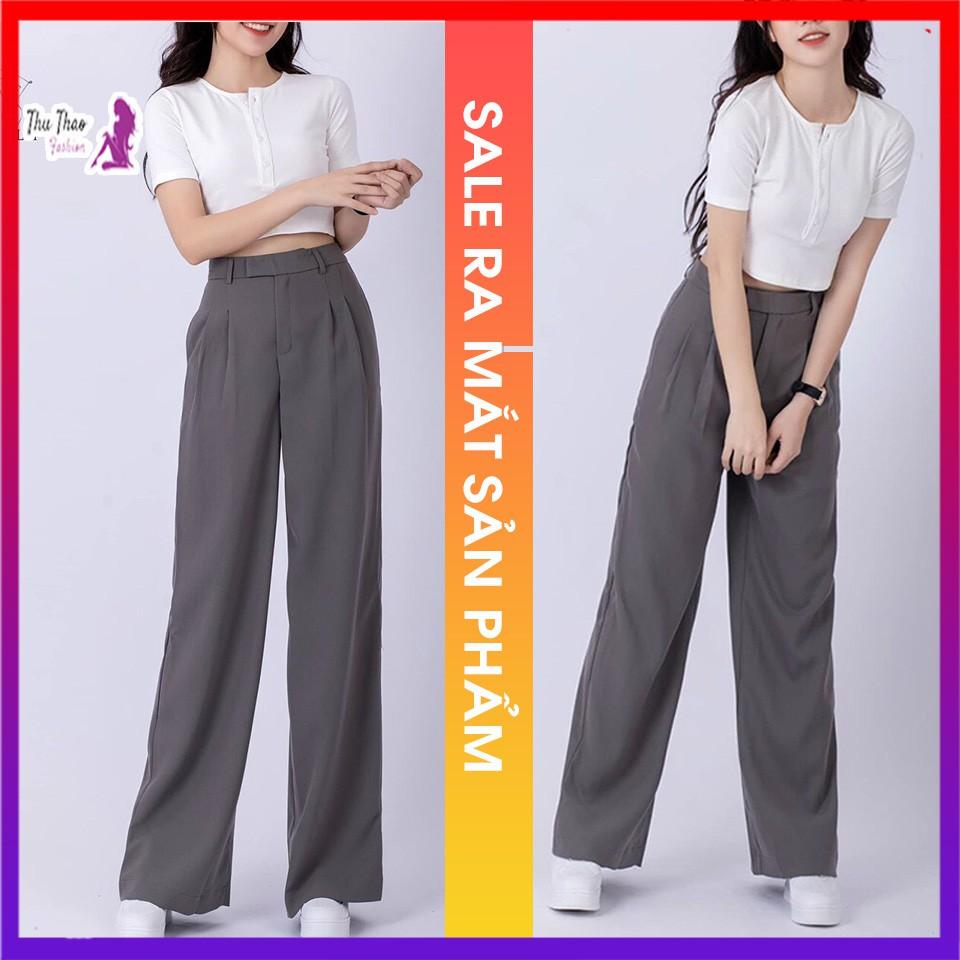 Quần Tây Ống Suông- Cạp Lệch Culottes Dài 100cm -Vải Tuyết Mưa Cao Cấp-Mềm Rũ Tôn Dáng.(Sale Ra Mắt Sản Phẩm).(M35)