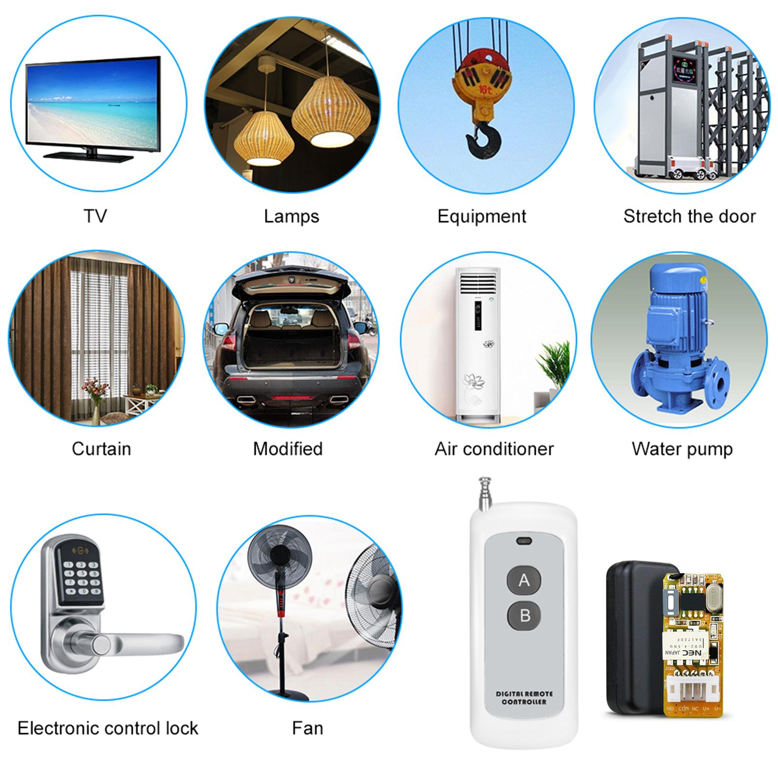 433Mhz DC 3.7V 4.5V 5V 6V 7.4V 9V 12V Universal Receiver Module RF Remote Control Switch Relay 1CH Mini Wireless Control Switch 3.7V-12V Wide Working Voltage + 1PCS 2 Key 433 Mhz Transmitter Remote Controls 1527 Chip