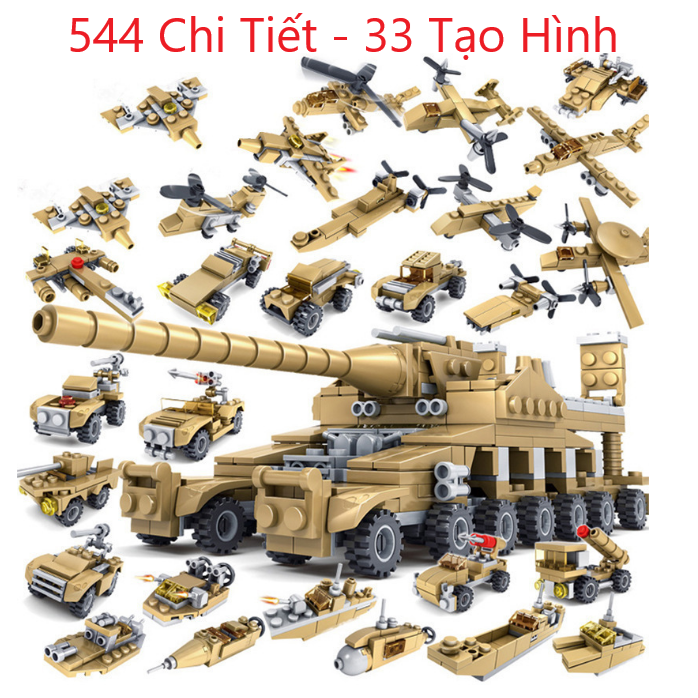 - Bộ Đồ Chơi Lắp Ghép Xếp Hình Xe Tăng - Lắp Ráp Xe Pháo – Xe Quân Đội, Máy bay Chiến Đấu