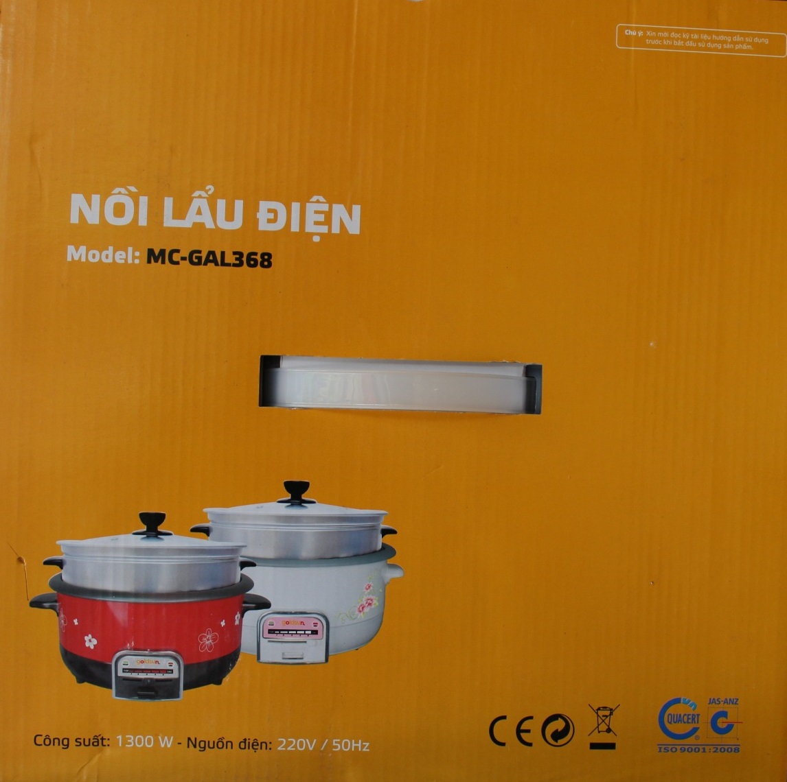 Nồi Lẩu Điện Kèm Xửng Hấp Đa Năng Goldsun MC-GAL368 - Màu Ngẫu Nhiên - Chính Hãng