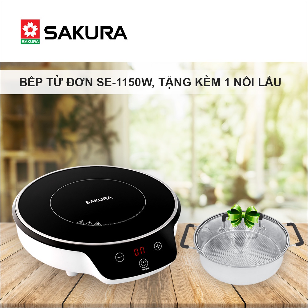 Bếp Từ Đơn Sakura SE1150W tặng kèm Nồi Lẩu - Hàng Chính Hãng