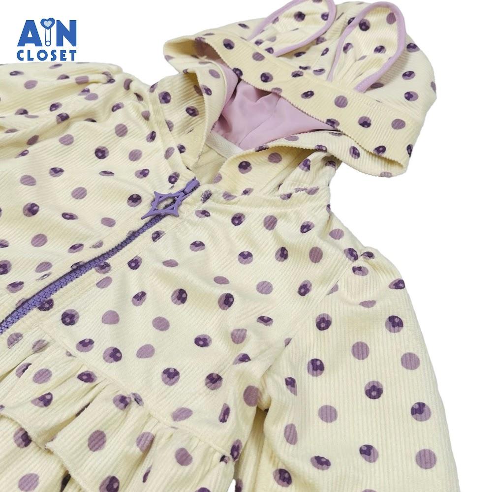 Áo khoác có nón bé gái họa tiết Bi Tím thô nhung. - AICDBGASEU9Z - AIN Closet