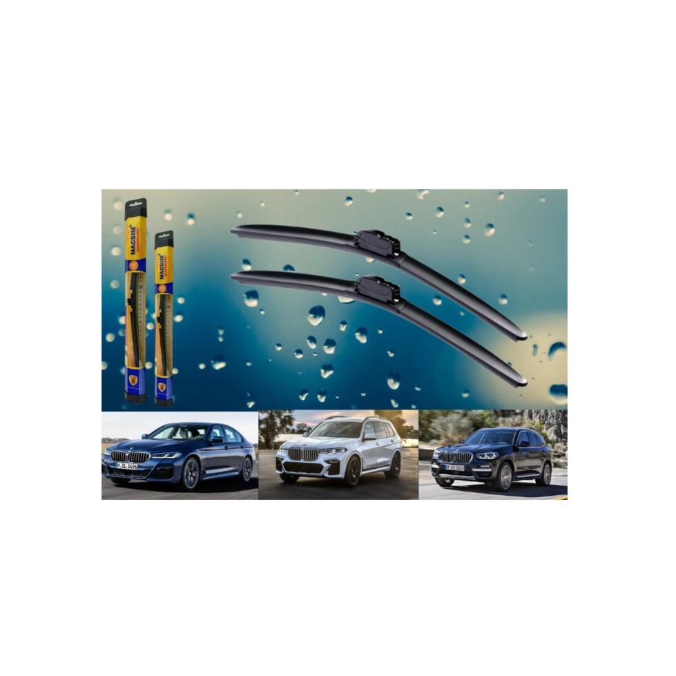 Combo cần gạt nước mưa ô tô Nano Silicon Macsim cho xe BMW X5 2015-2018