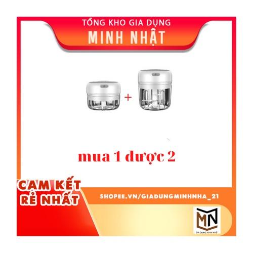 Mẫu Mới Máy Xay Tỏi Ớt,Xay thịt,Xay Đồ Ăn Dặm Cho Bé Đa Năng Mini Cầm Tay Sạc Điện Cổng USB 100ml 250ml Combo 2 in 1