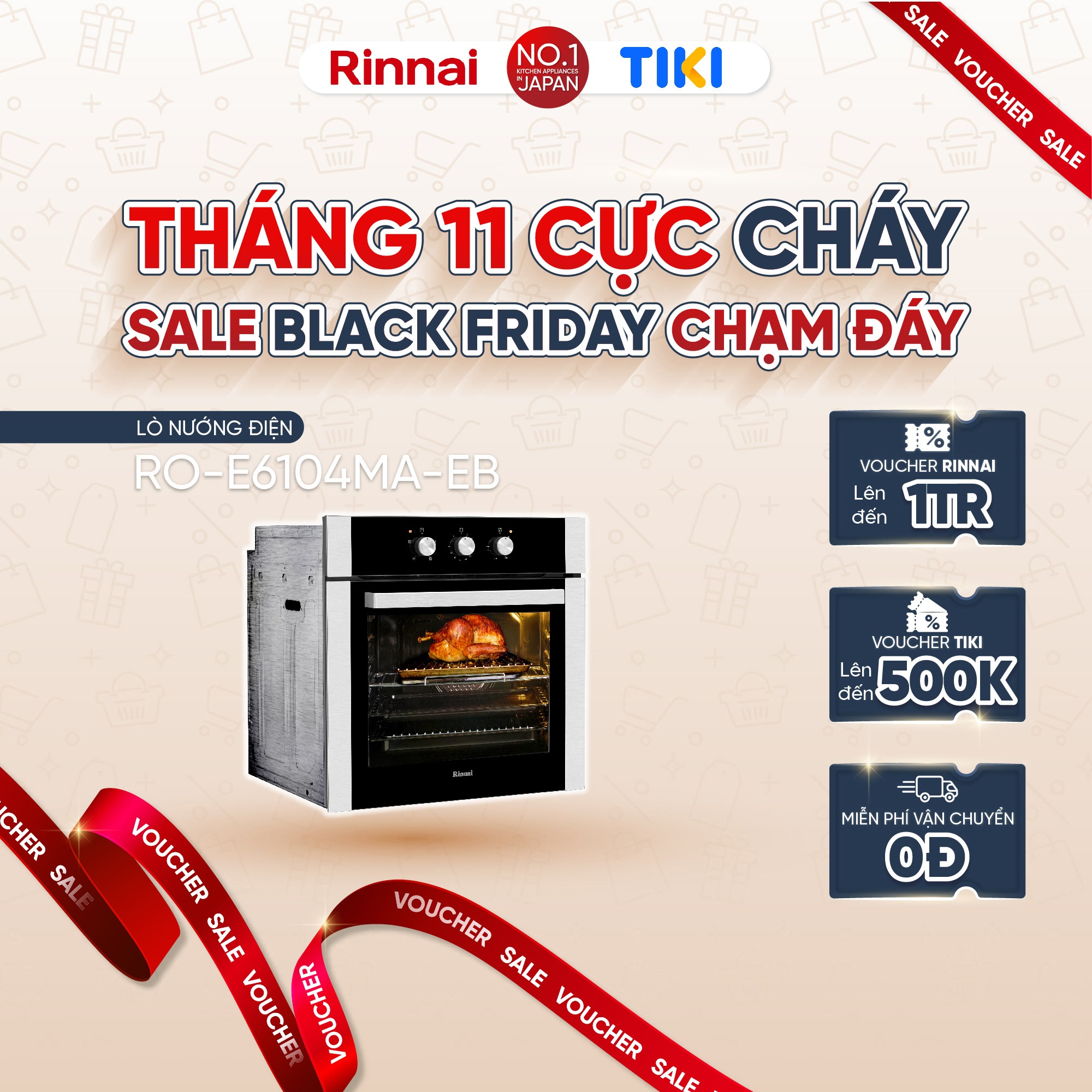 Lò nướng điện âm tủ Rinnai RO-E6104MA-EB dung tích 65L 2300W