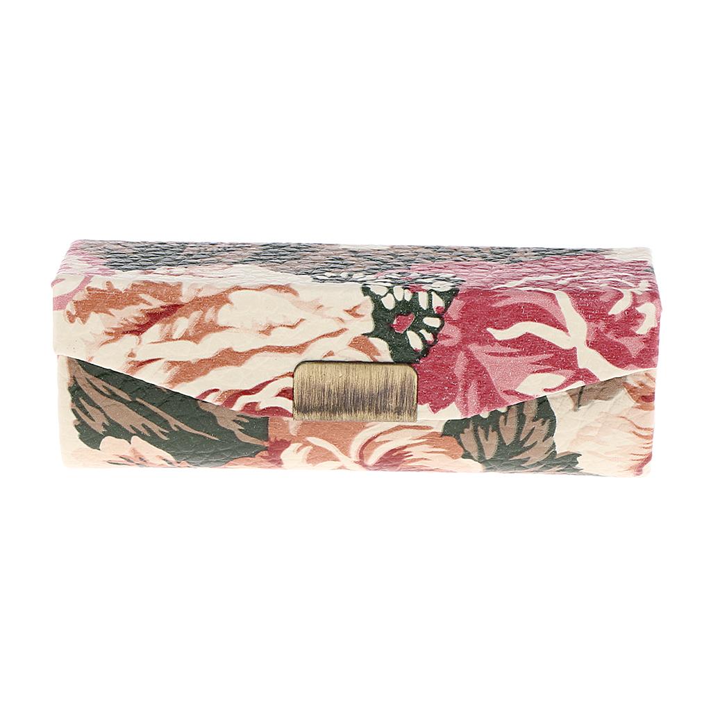 Makeup Holder Lipstick Case PU Leather Lip Balm Storage Box with Mirror for Purse Handbag Travel