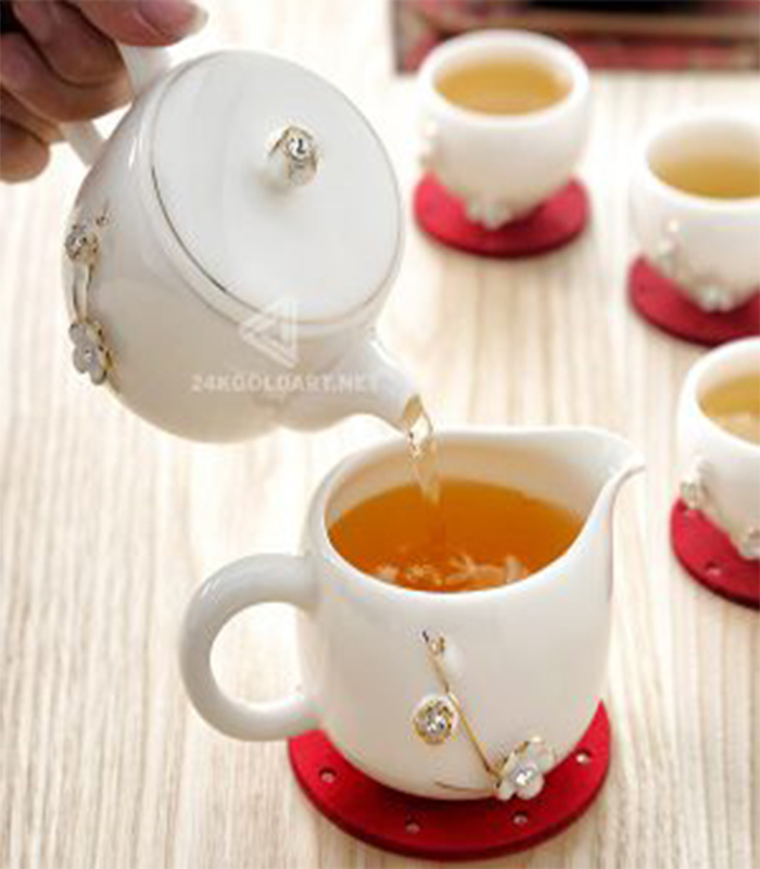 Bộ ly uống trà cao cấp dát vàng 24k MT Gold Art- Hàng chính hãng, trang trí nhà cửa, phòng làm việc, quà tặng sếp, đối tác, khách hàng, tân gia, khai trương