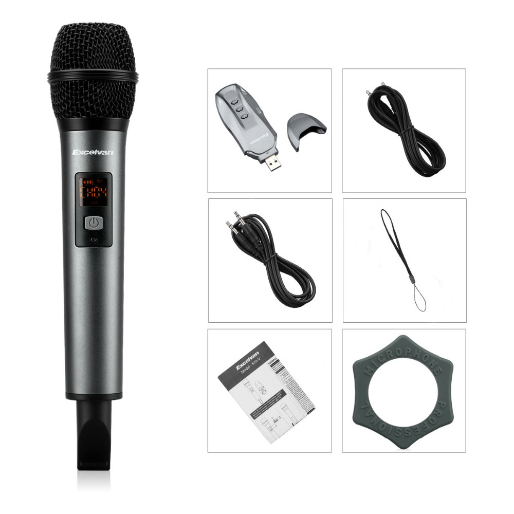 Micro Karaoke không dây Excelvan K18V 01 mic VHF - Hàng Chính Hãng