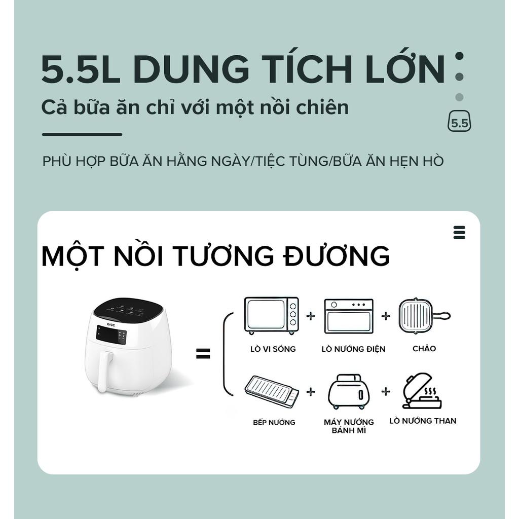 Nồi Chiên Không Dầu Điện Tử Eroc V-D1 Chống Dính 5.5L Màn Hình Cảm Ứng Chạm - Hàng Chính Hãng