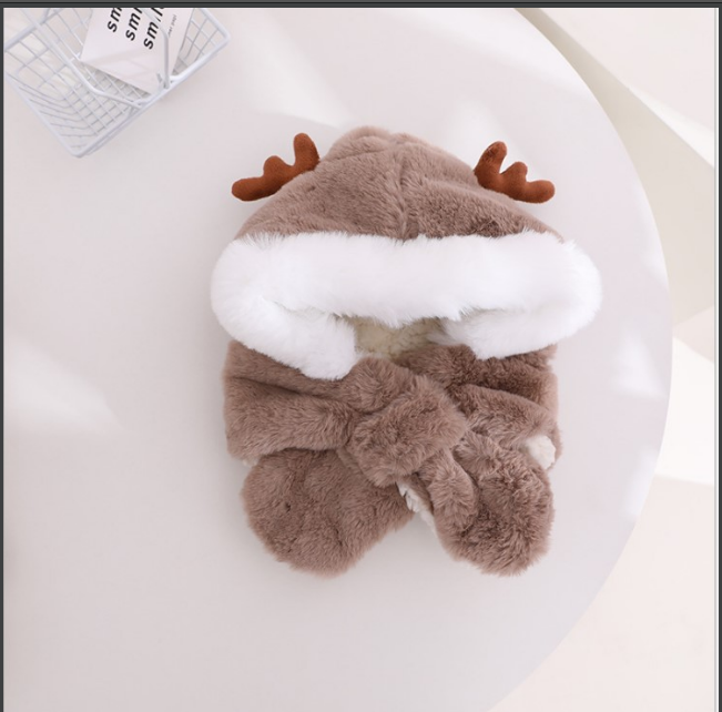 Mũ lông tuyết mẫu sừng hươu kèm khăn siêu mềm cute cho bé