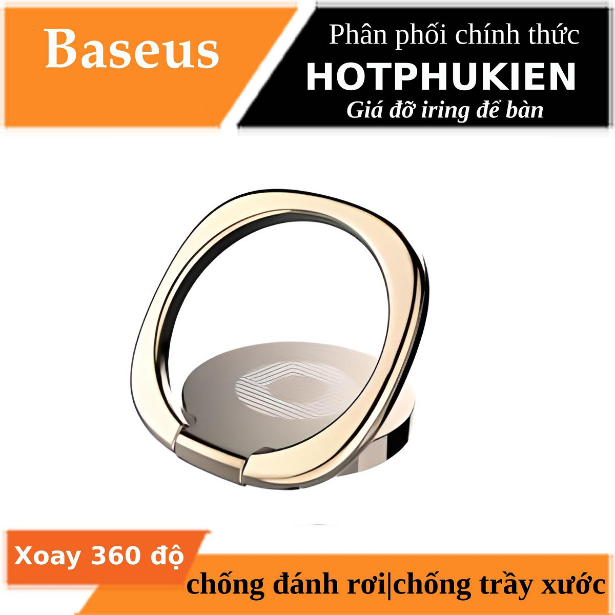 Giá đỡ iRing xoay 360 độ hiệu Baseus Desktop Bracket cho điện thoại  Lực hút nam châm mạnh mẽ, xoay 360 độ, thiết kế nhỏ gọn - hàng nhập khẩu