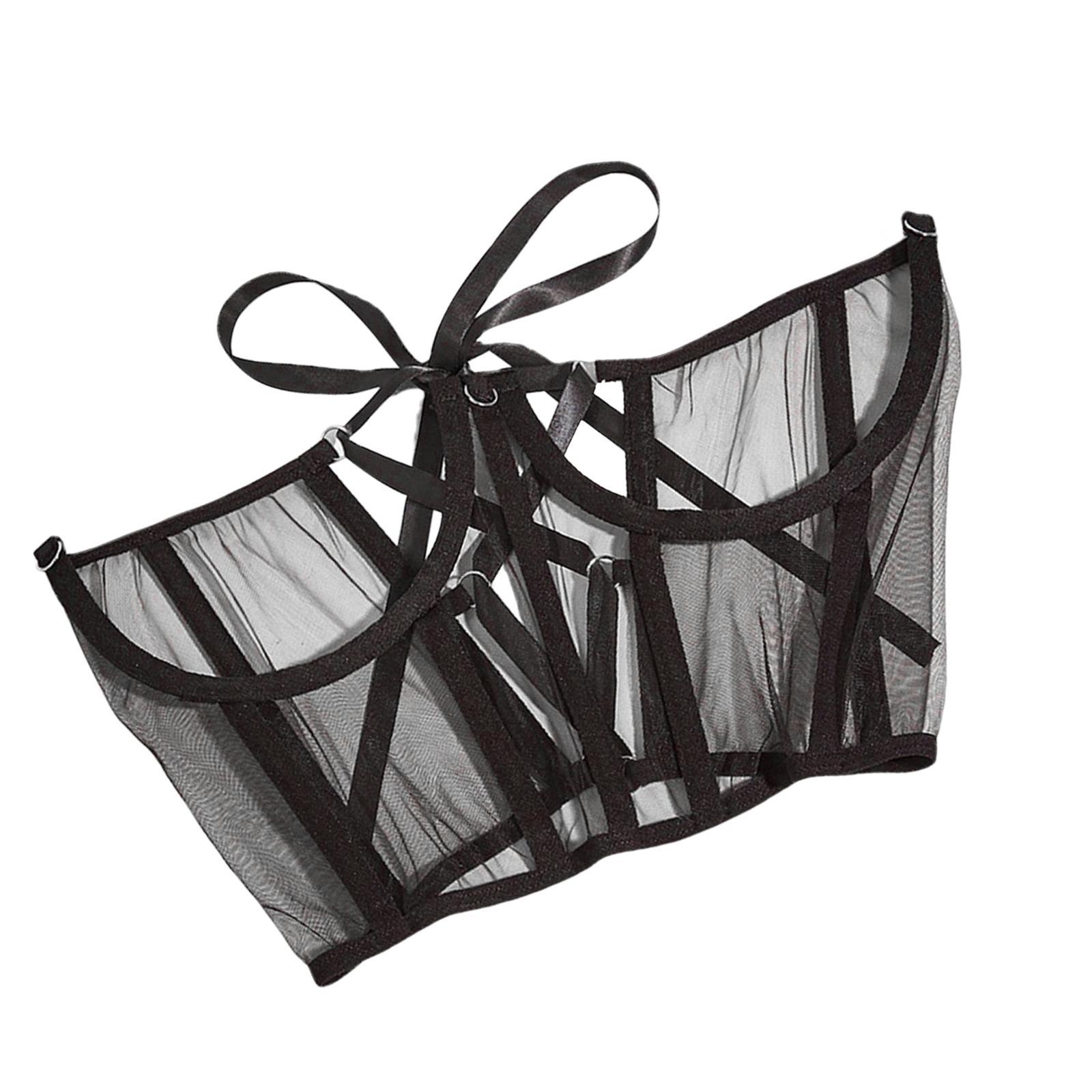 Fashion Women Lace up Corset Waist  Wide Belt for Costume Christmas Black