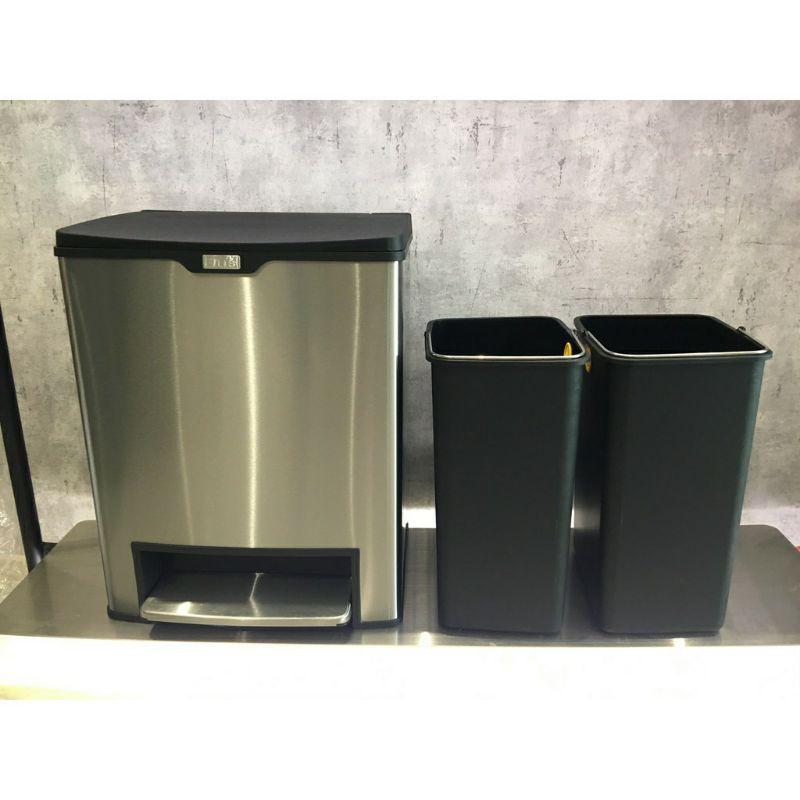 Thùng rác Inox Mega 24l ( 2 ngăn) vuông đạp chân